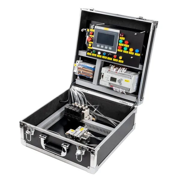 AB MicroLogix 1400 Pneumatic Component Timing Control Equipment - Professional Allen-Bradley PLC training kit with complete documentation, wiring diagrams and training videos